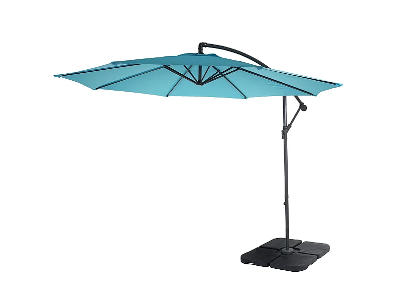 Zweefparasol Terni kantelbaar,  turquoise-blauw met voet