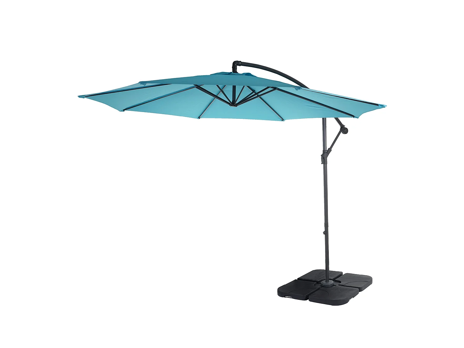 Parasol déporté Terni Ø 3m inclinable,  turquoise avec support