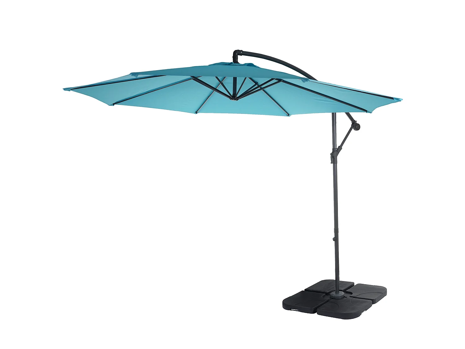 Zweefparasol met verlichting Terni,  turkooisblauw met standaard