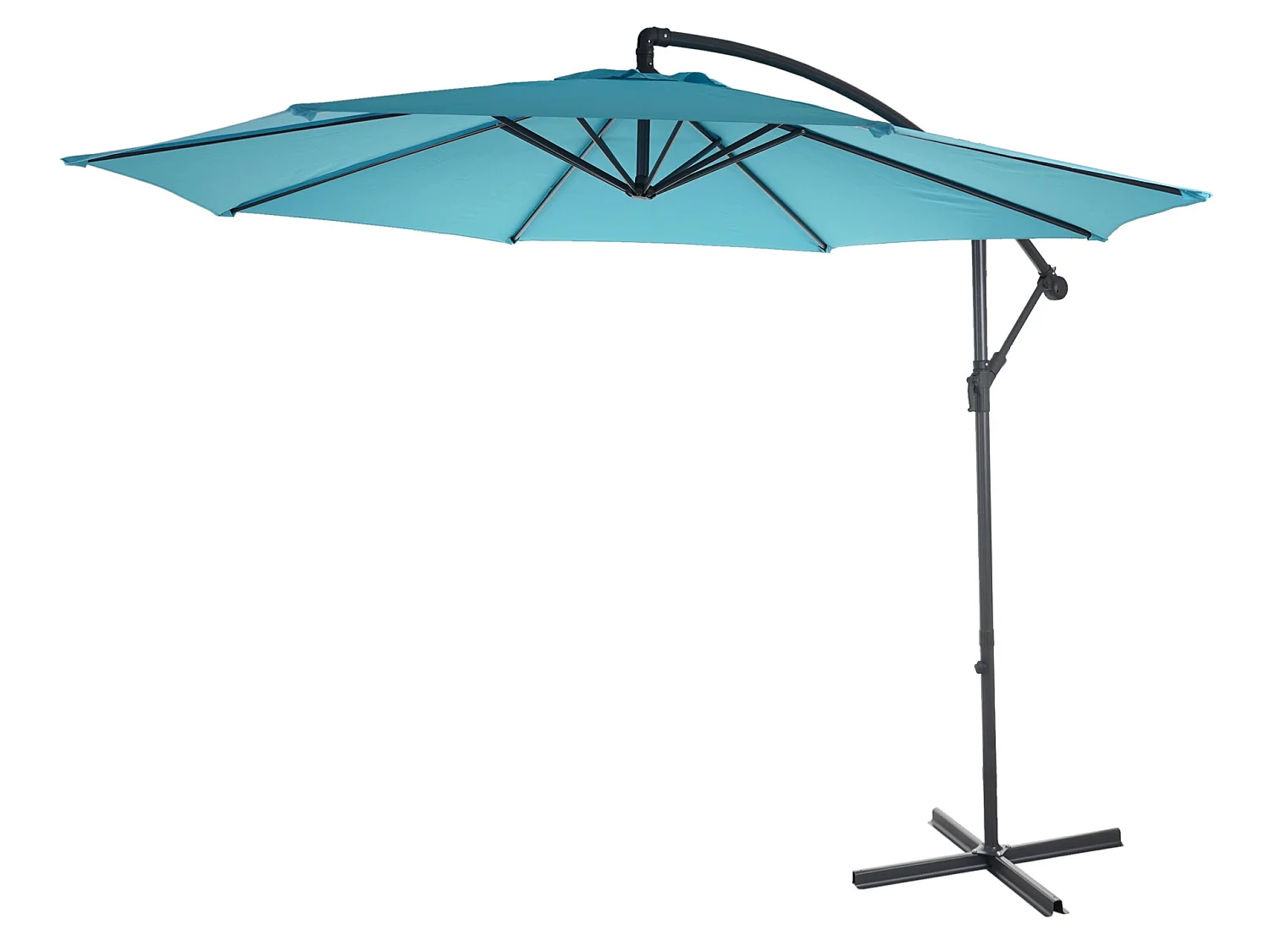 Zweefparasol met verlichting Terni,  turkooisblauw met standaard