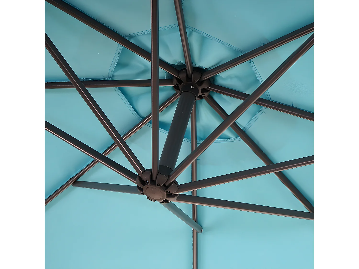 Zweefparasol met verlichting Terni,  turkooisblauw met standaard