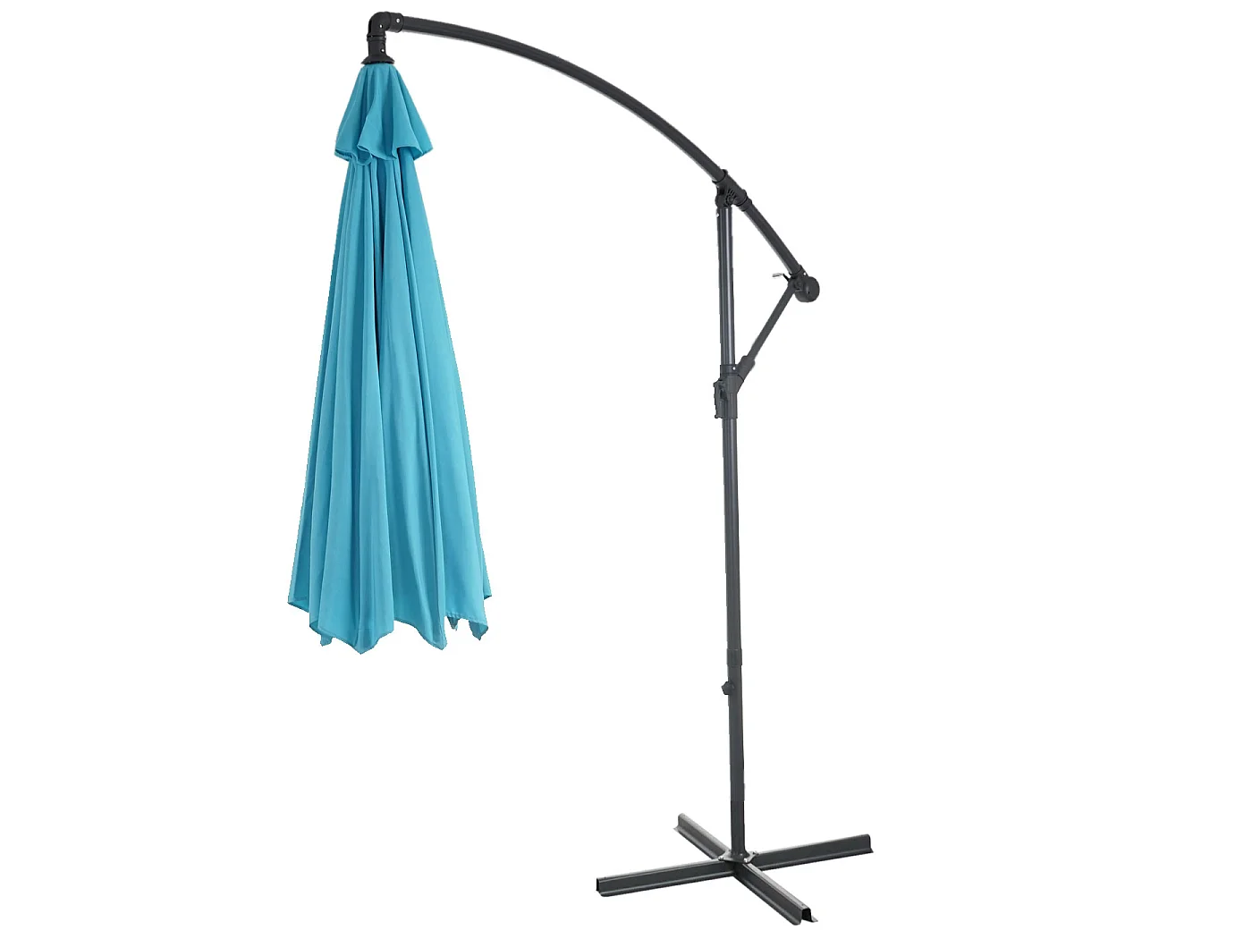 Zweefparasol met verlichting Terni,  turkooisblauw met standaard