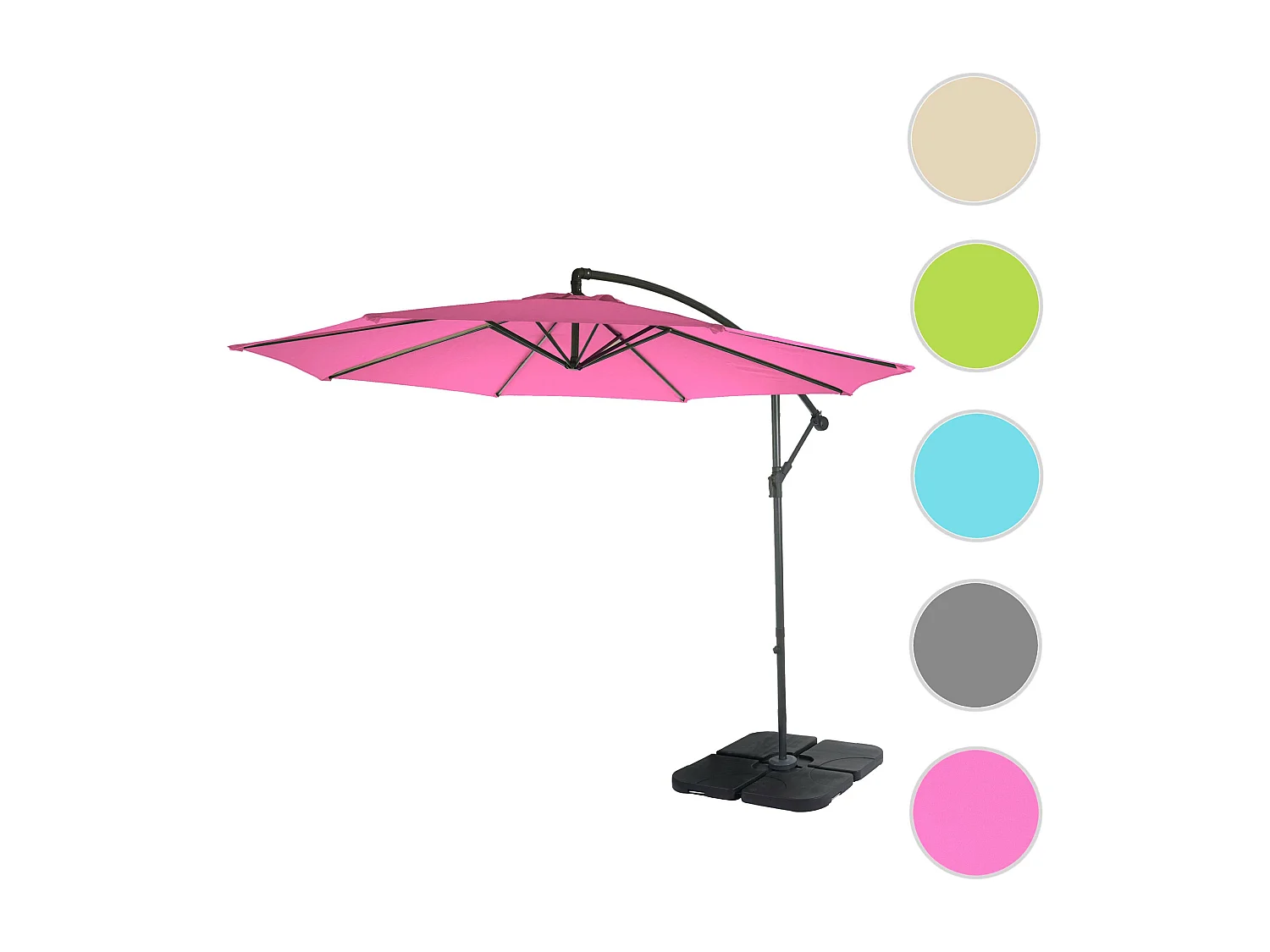 Kantelbare zweefparasol Terni,  roze met voet