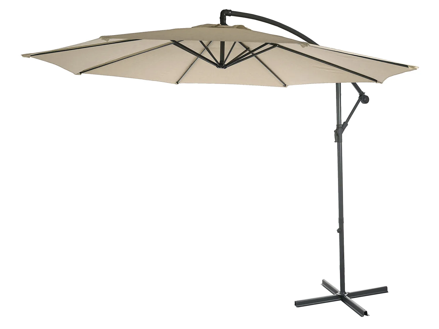 Parasol déporté Terni Ø 3m inclinable,  crème avec support