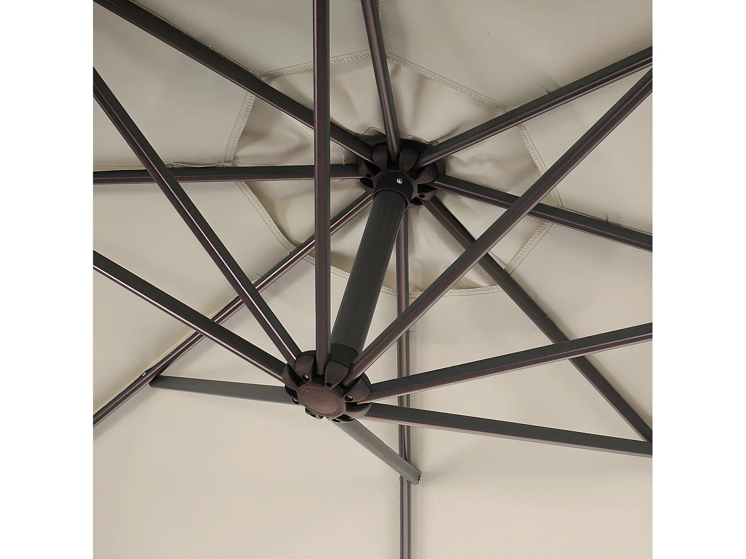 Parasol déporté Terni Ø 3m inclinable,  crème avec support