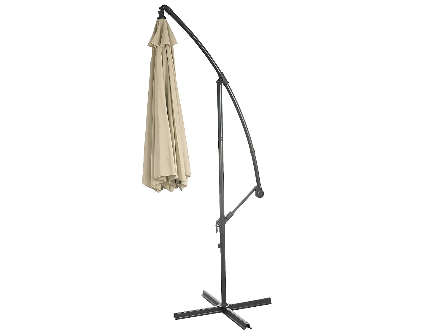 Parasol déporté Terni Ø 3m inclinable,  crème avec support