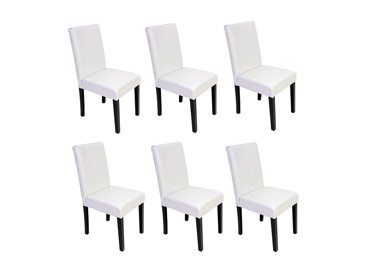 Chaise de salle à manger Littau (lot de 6),  cuir reconstitué blanc, pieds foncés