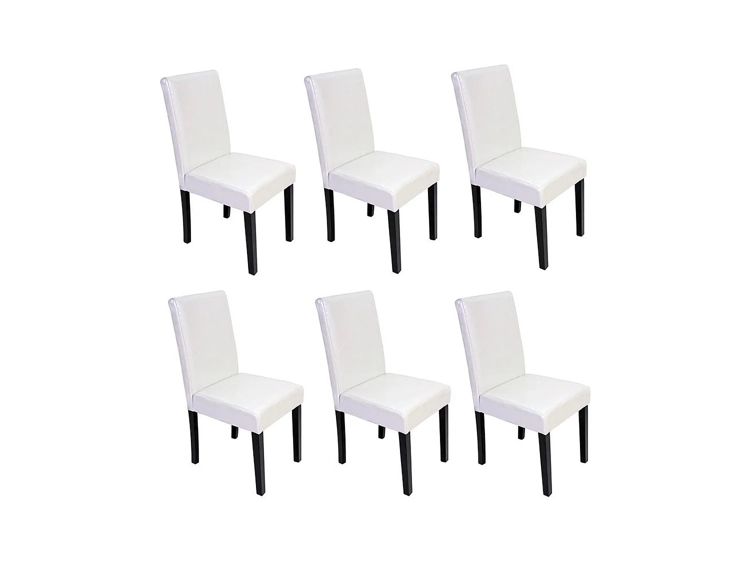 Chaise de salle à manger Littau (lot de 6),  cuir reconstitué blanc, pieds foncés
