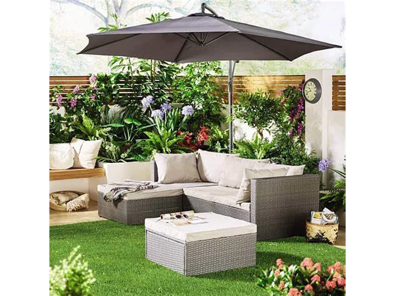 Mobile da giardino in resina intrecciata 4 posti grigio/beige LECCI