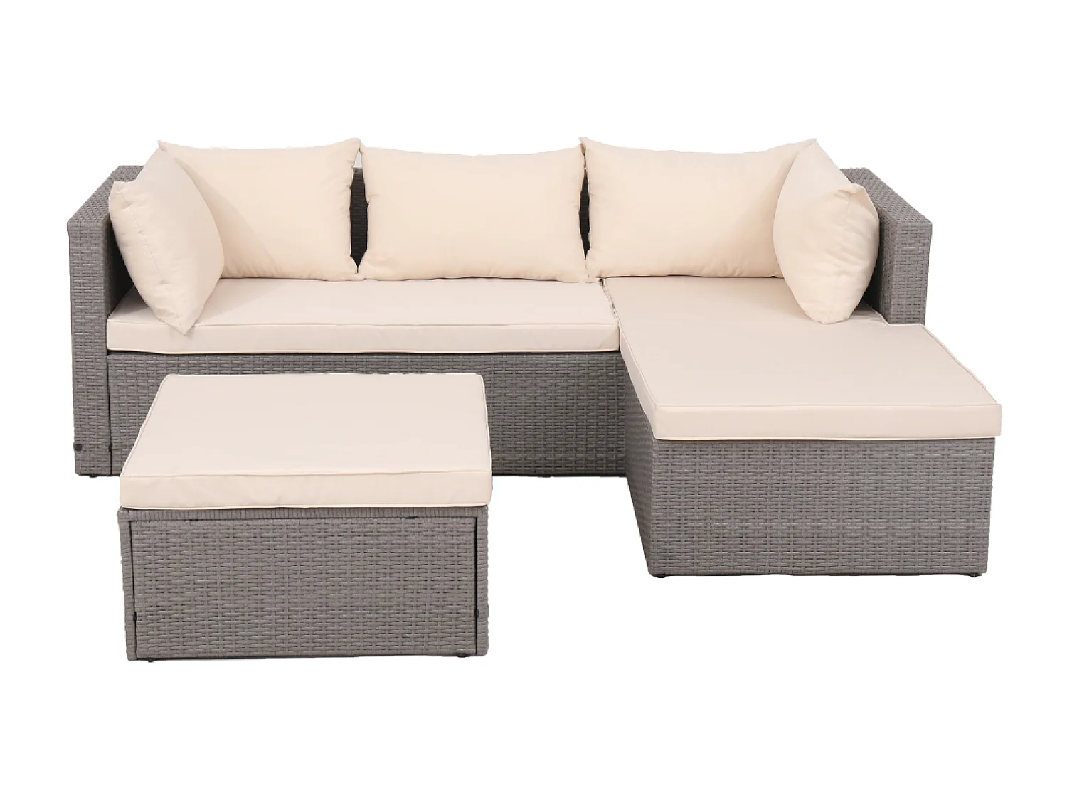 4-Sitzer Gartenmöbel-Set aus grau/beigem Polyrattan LECCI - Komfort und Eleganz für Ihren Außenbereich