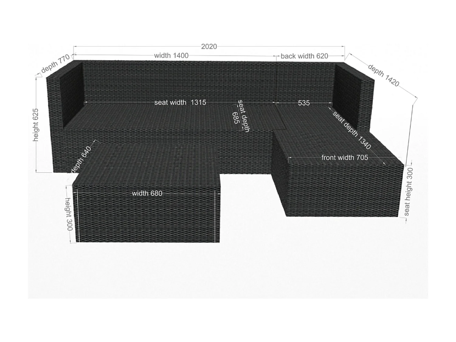 Lounge-Set aus grauem/dunkelgrauem Polyrattan für 4 Personen LECCI - Moderner und komfortabler Stil