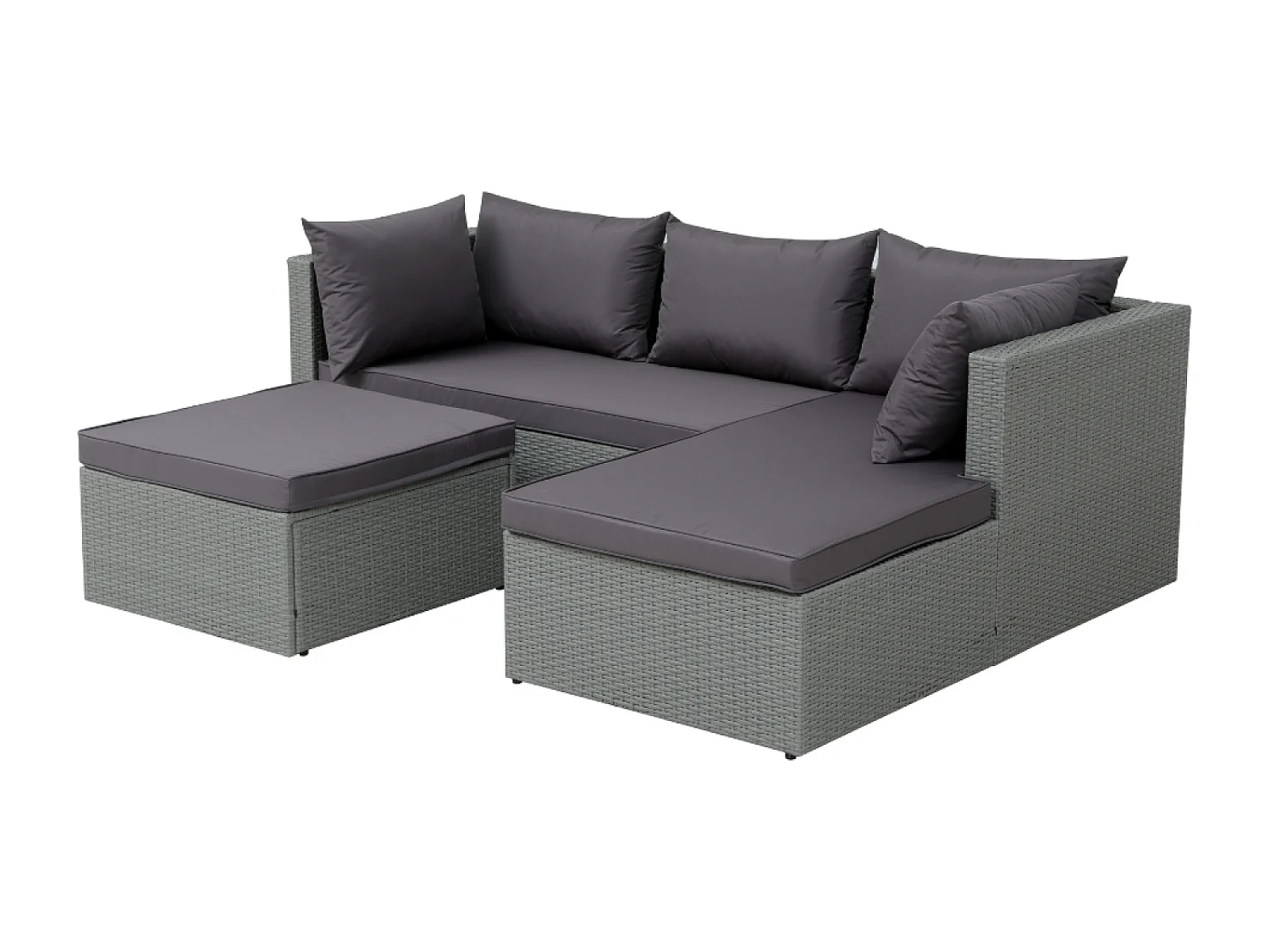 Loungeset van gevlochten kunsthars voor 4 personen grijs/donkergrijs LECCI - Moderne en comfortabele stijl