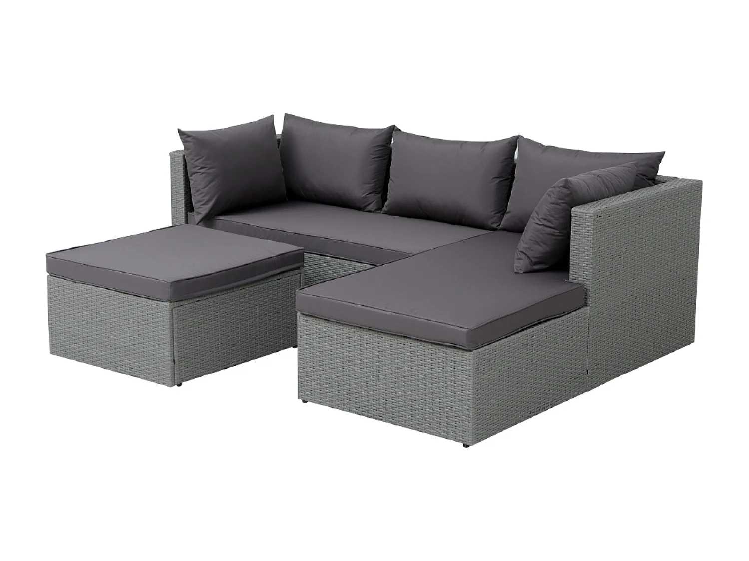 Salon de jardin en résine tressée 4 places gris-gris foncé LECCI