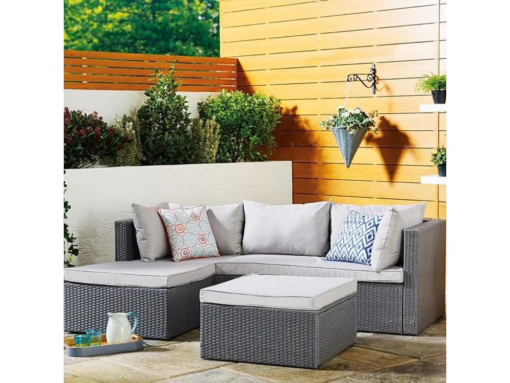 Loungeset van gevlochten kunststof 4 plaatsen grijs/lichtgrijs LECCI - Hedendaagse elegantie voor uw buitenruimte