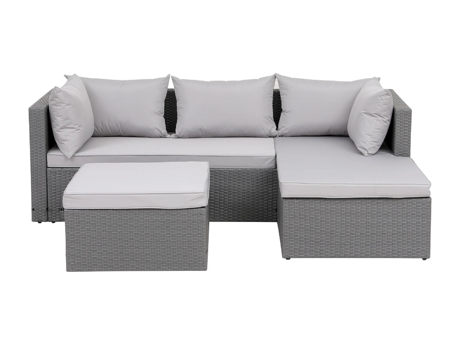 Conjunto de jardín 4 plazas de resina trenzada gris/gris claro LECCI
