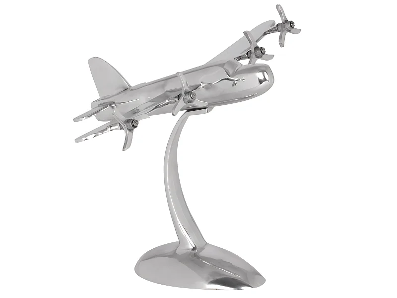 Design Deko Flugzeug Propeller aus Aluminium Flieger Farbe Silber