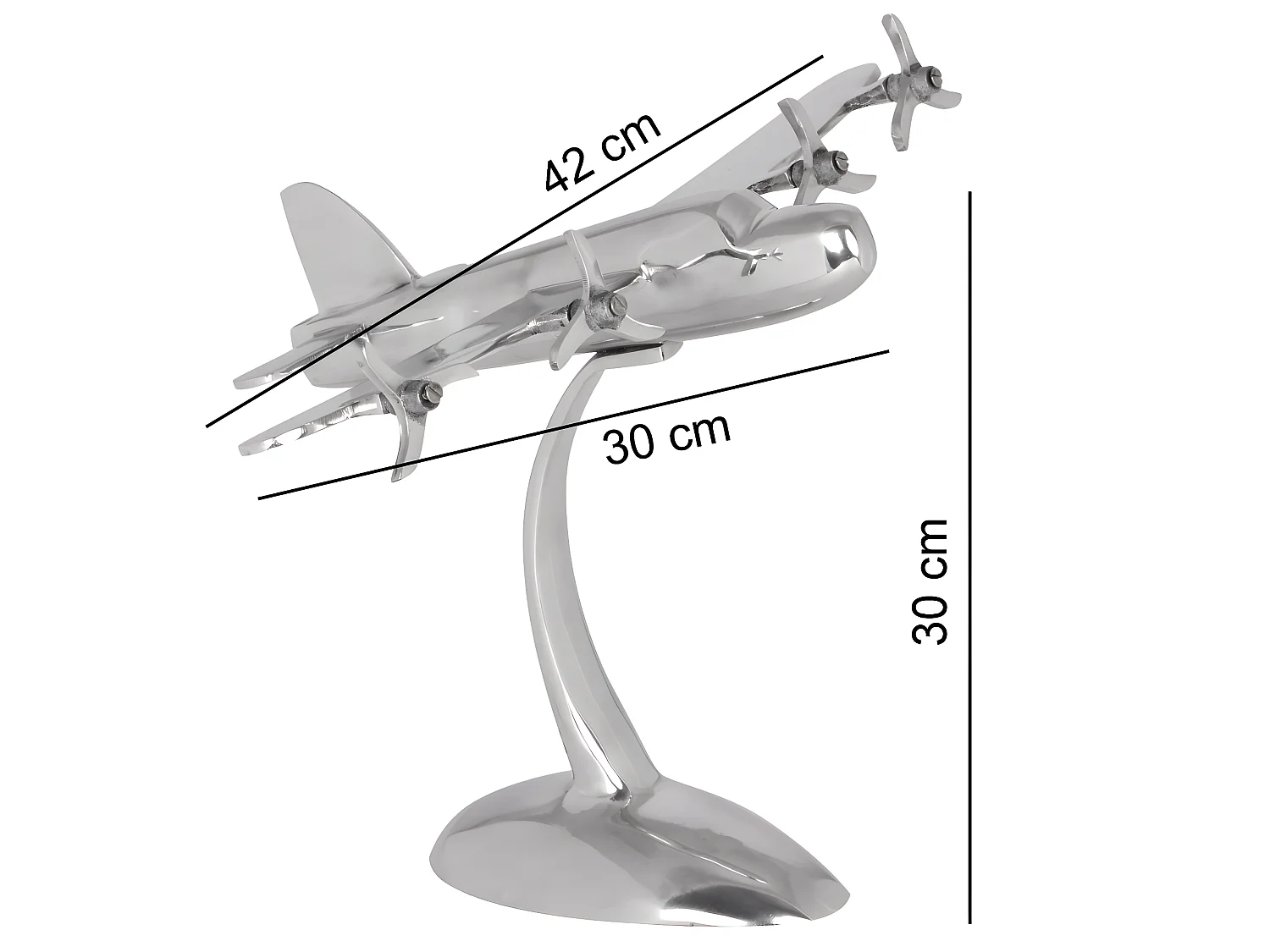 Design Deko Flugzeug Propeller aus Aluminium Flieger Farbe Silber