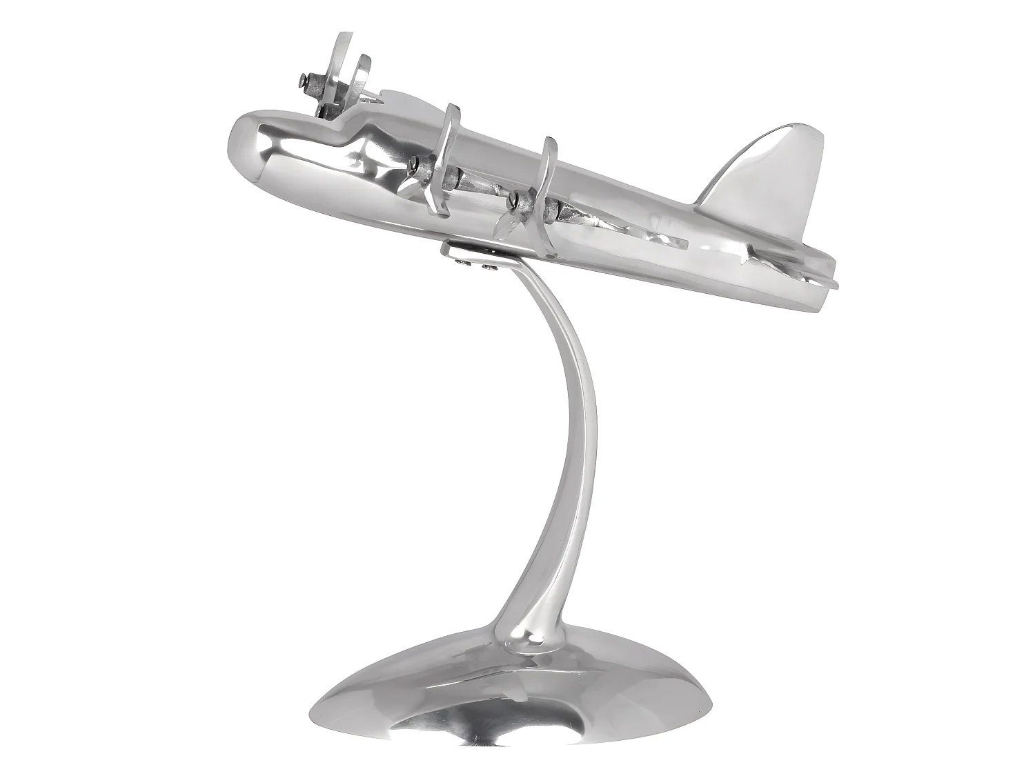 Design Deko Flugzeug Propeller aus Aluminium Flieger Farbe Silber