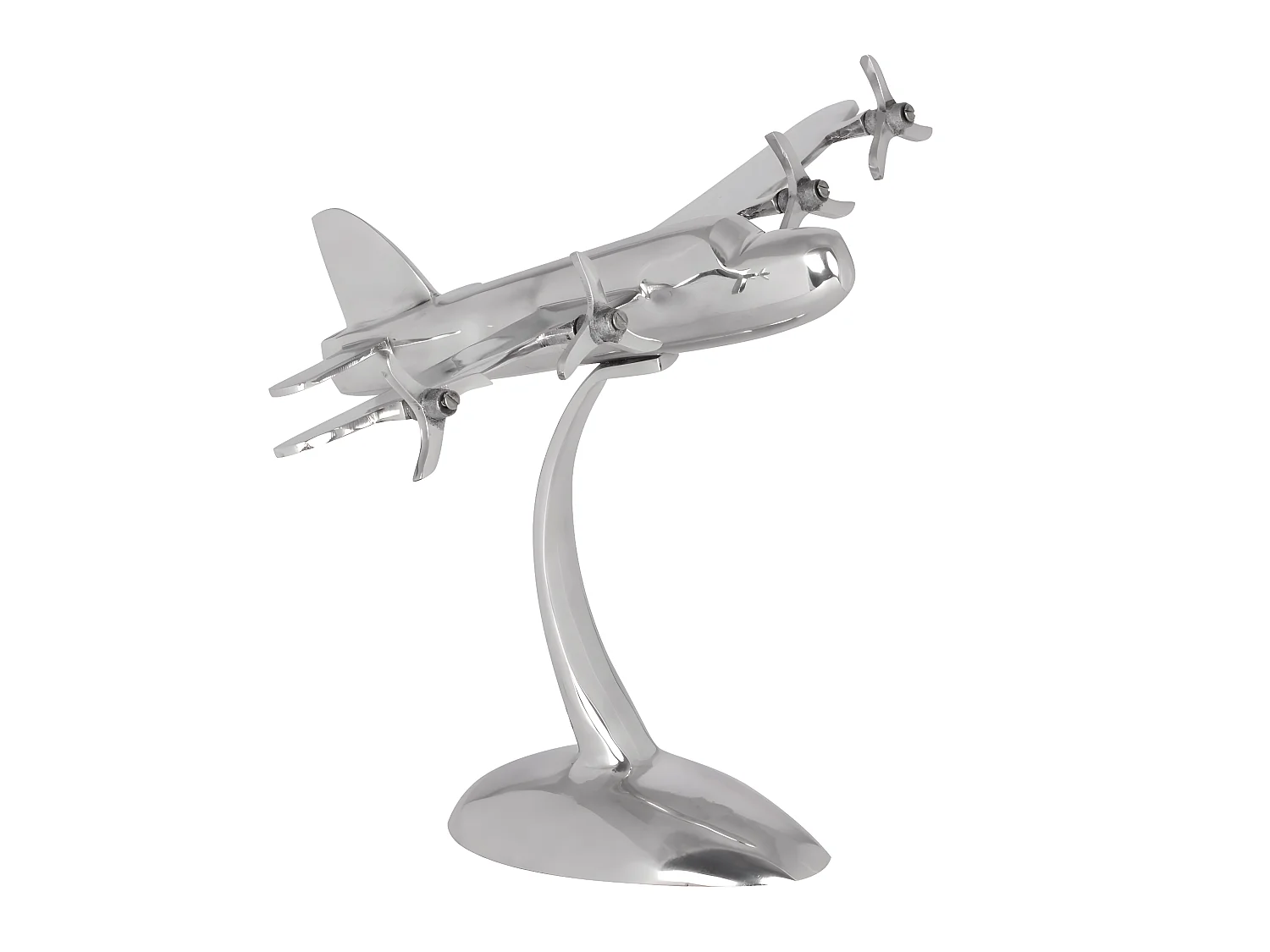 Conception Deco avions hélice en aluminium couleur argent dépliant