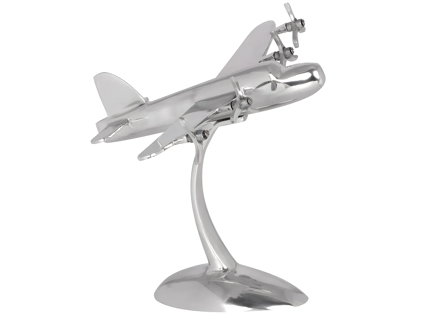 Conception Deco avions hélice en aluminium couleur argent dépliant