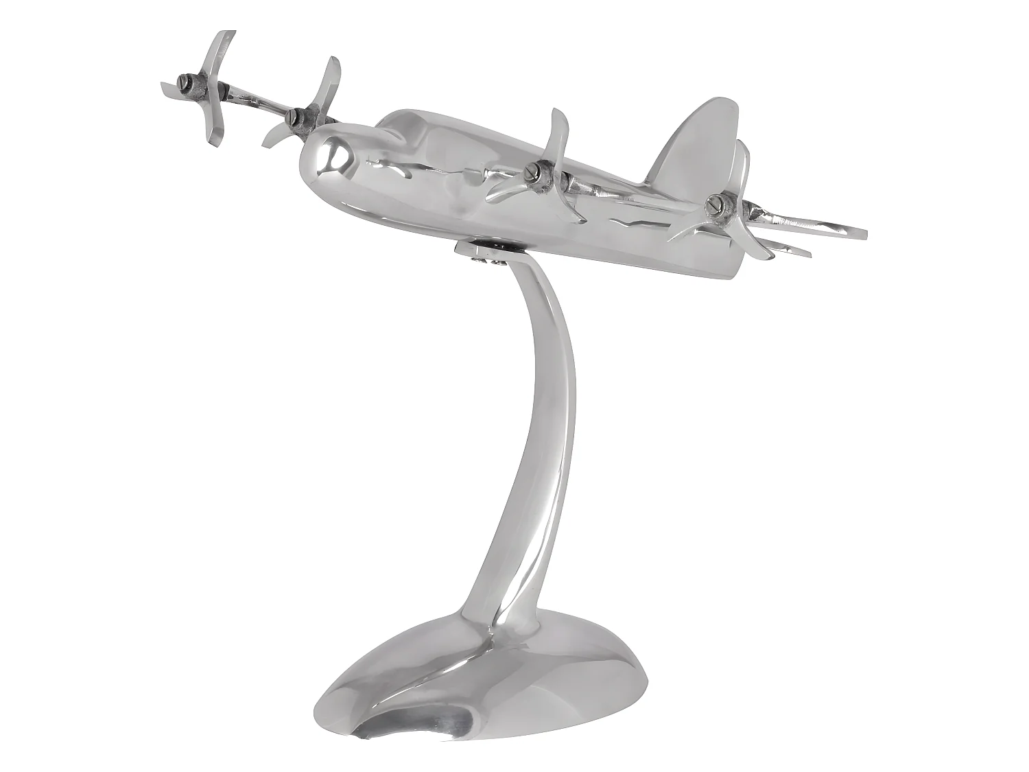 Conception Deco avions hélice en aluminium couleur argent dépliant