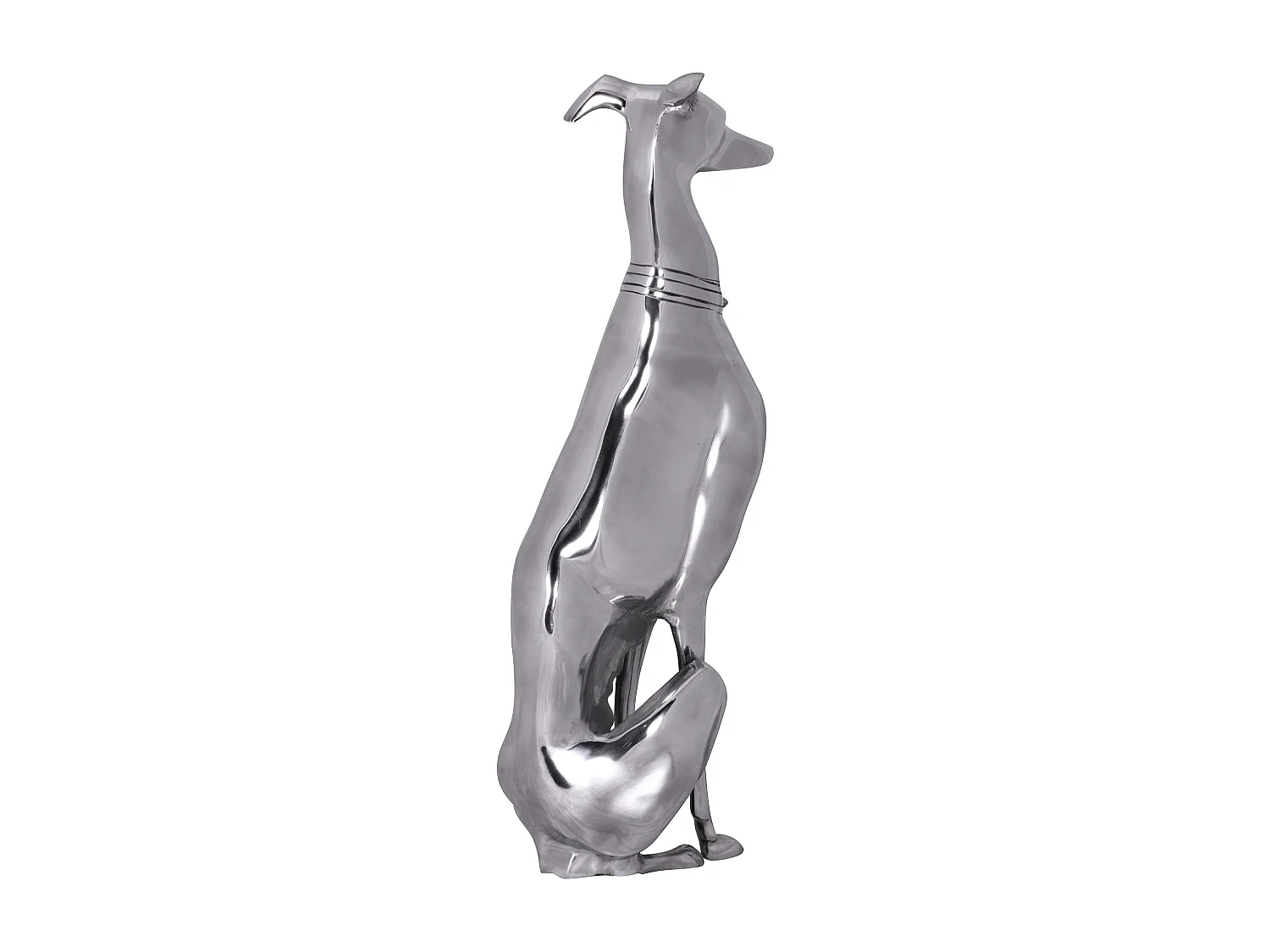 Deko Design Dog aus Aluminium silbern Windhund Skulptur Hundestatue