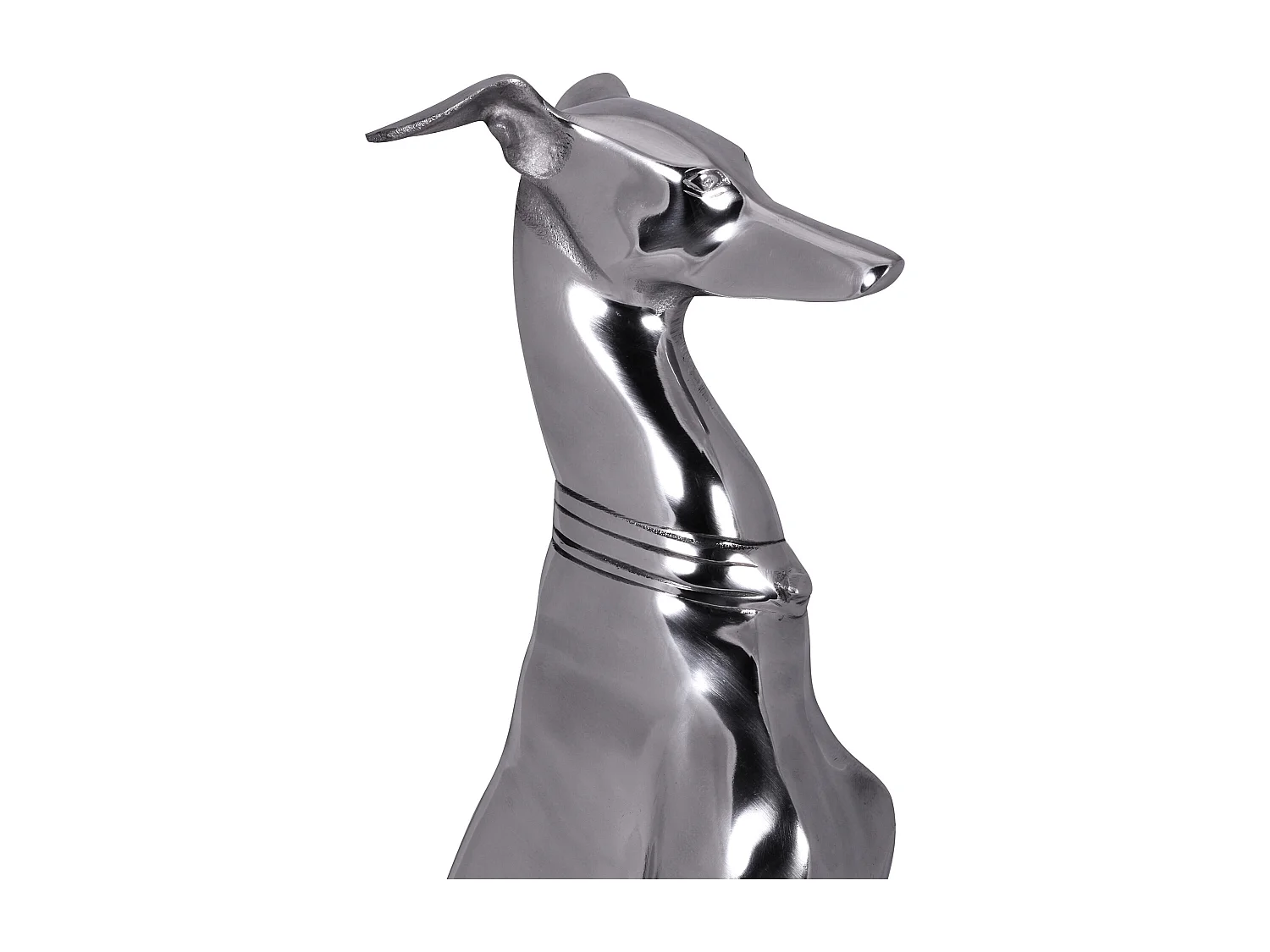 Deko Design Dog aus Aluminium silbern Windhund Skulptur Hundestatue