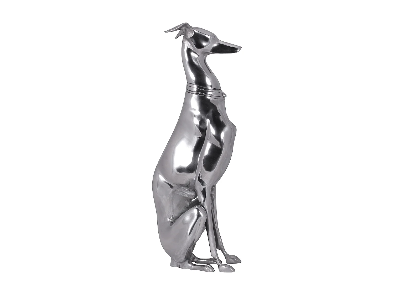 Décoration Design Chien aluminium argenté sculpture lévrier chien statue