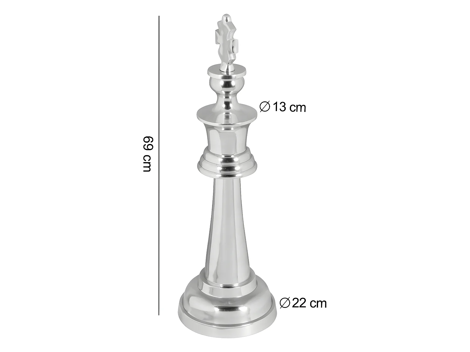 Grande pièce d'échecs décoration en aluminium poli design Sculpture decorativ XXL