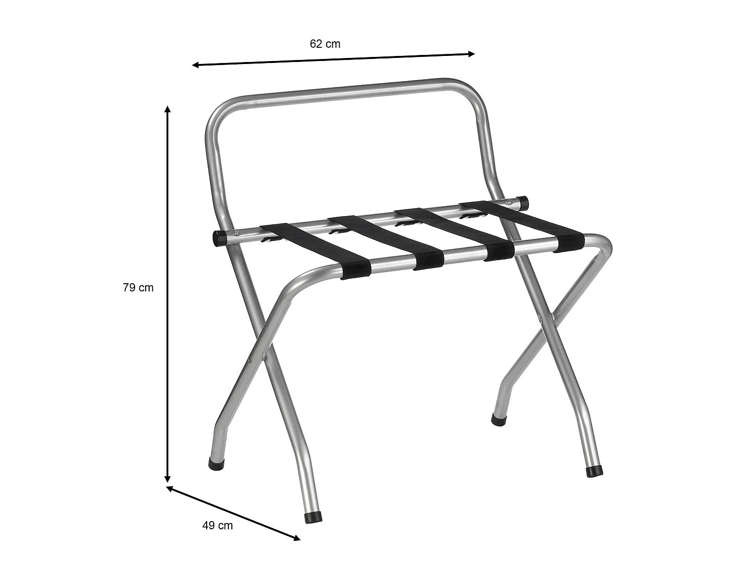 Porte-valise SUITE en métal gris, support-bagages accessoire de chambre hôtel pour sac de voyage et valise, support valise pliable a