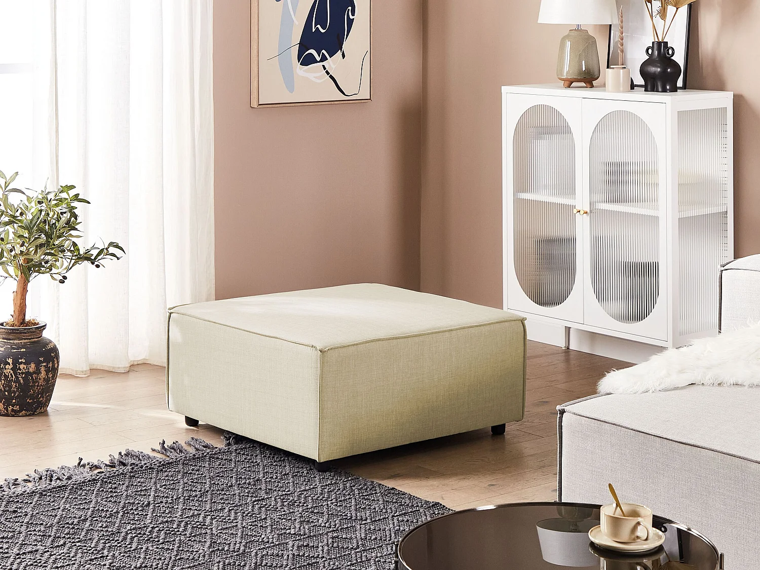 Ottomane APRICA Kunstleinen Beige