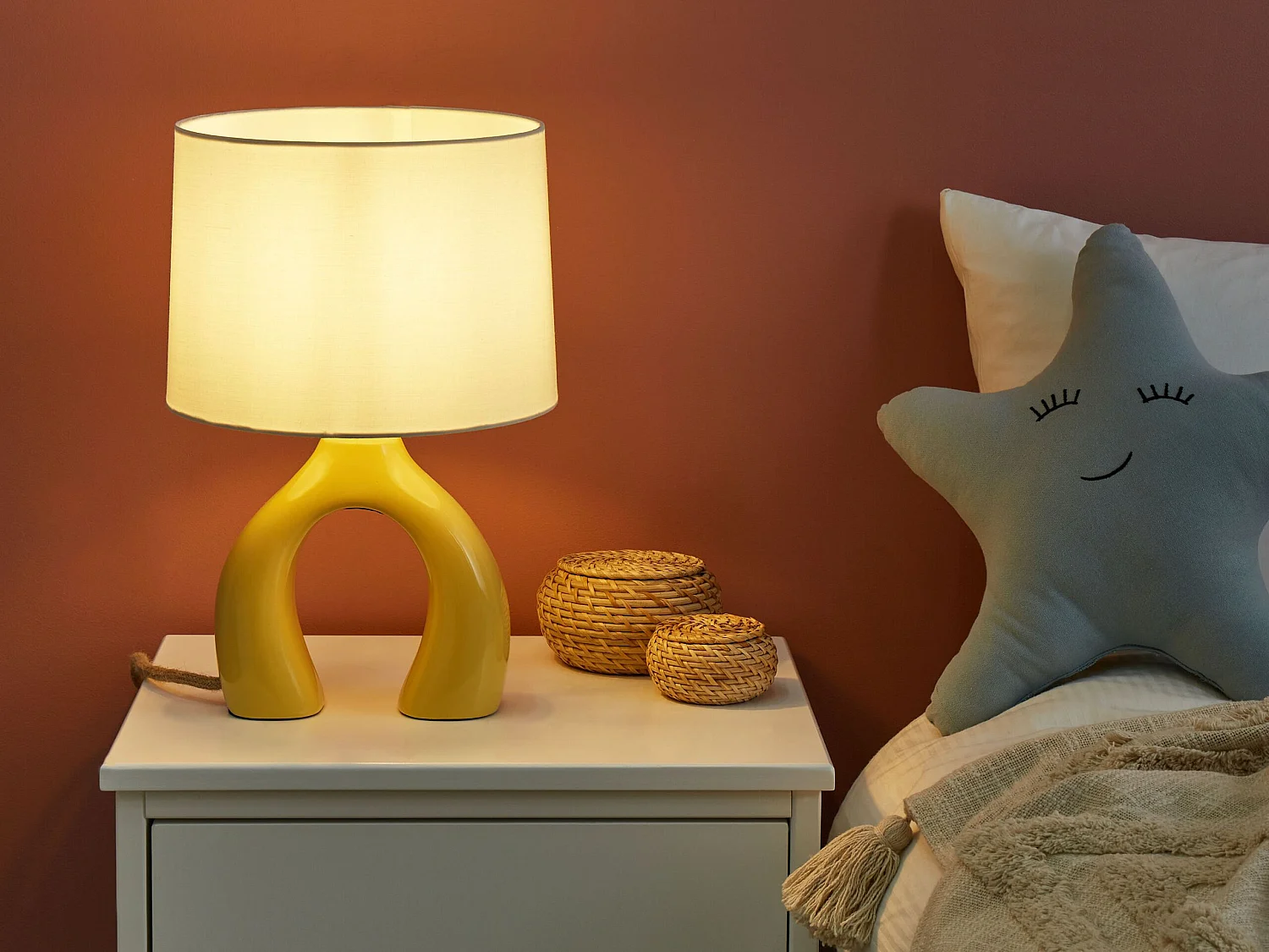 Lampe à poser ABBIE Céramique Jaune