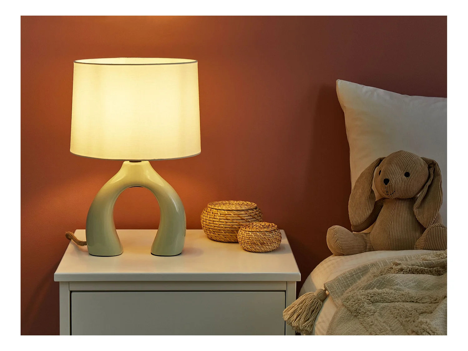 Lámpara de mesa ABBIE Cerámica Verde claro