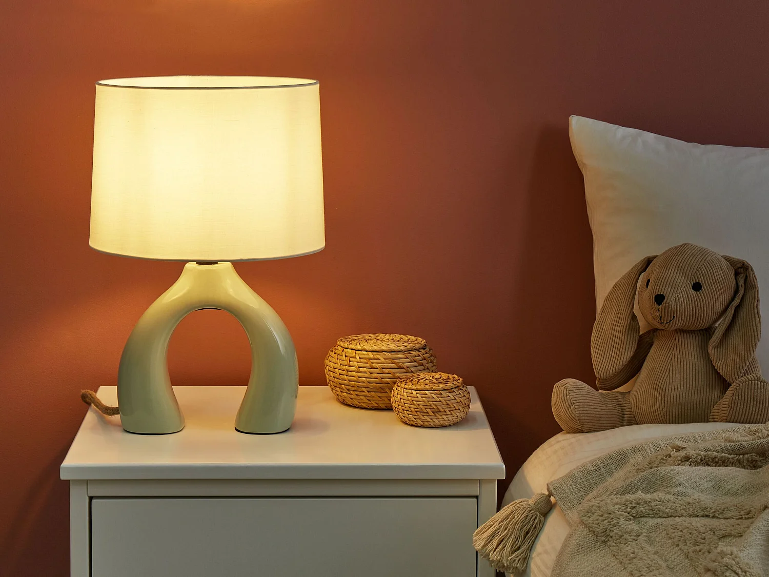 Lampa stołowa ABBIE Ceramika Jasnozielony