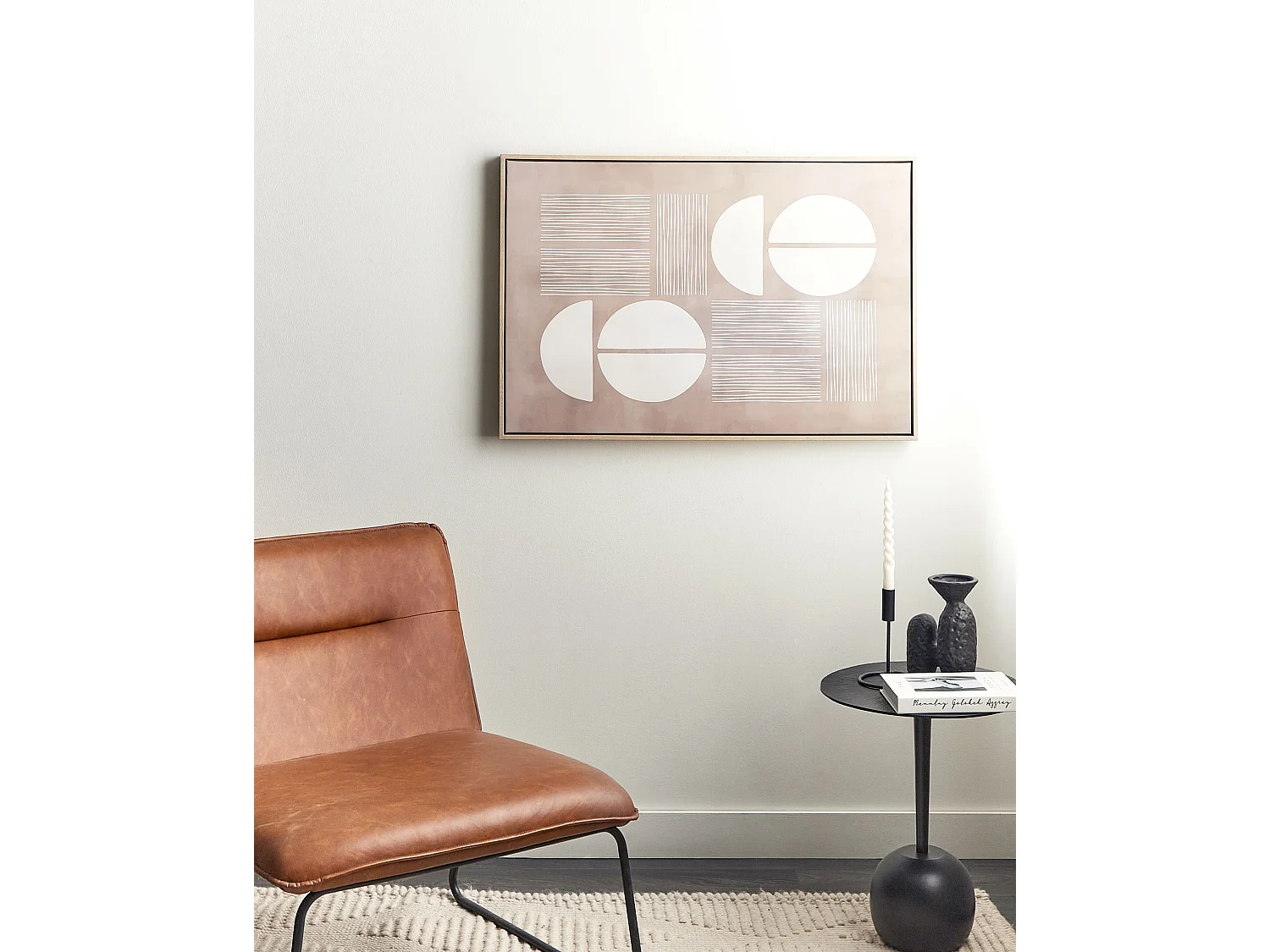 Imprimé sur toile RACALE Motif abstrait 63 x 93 cm Beige