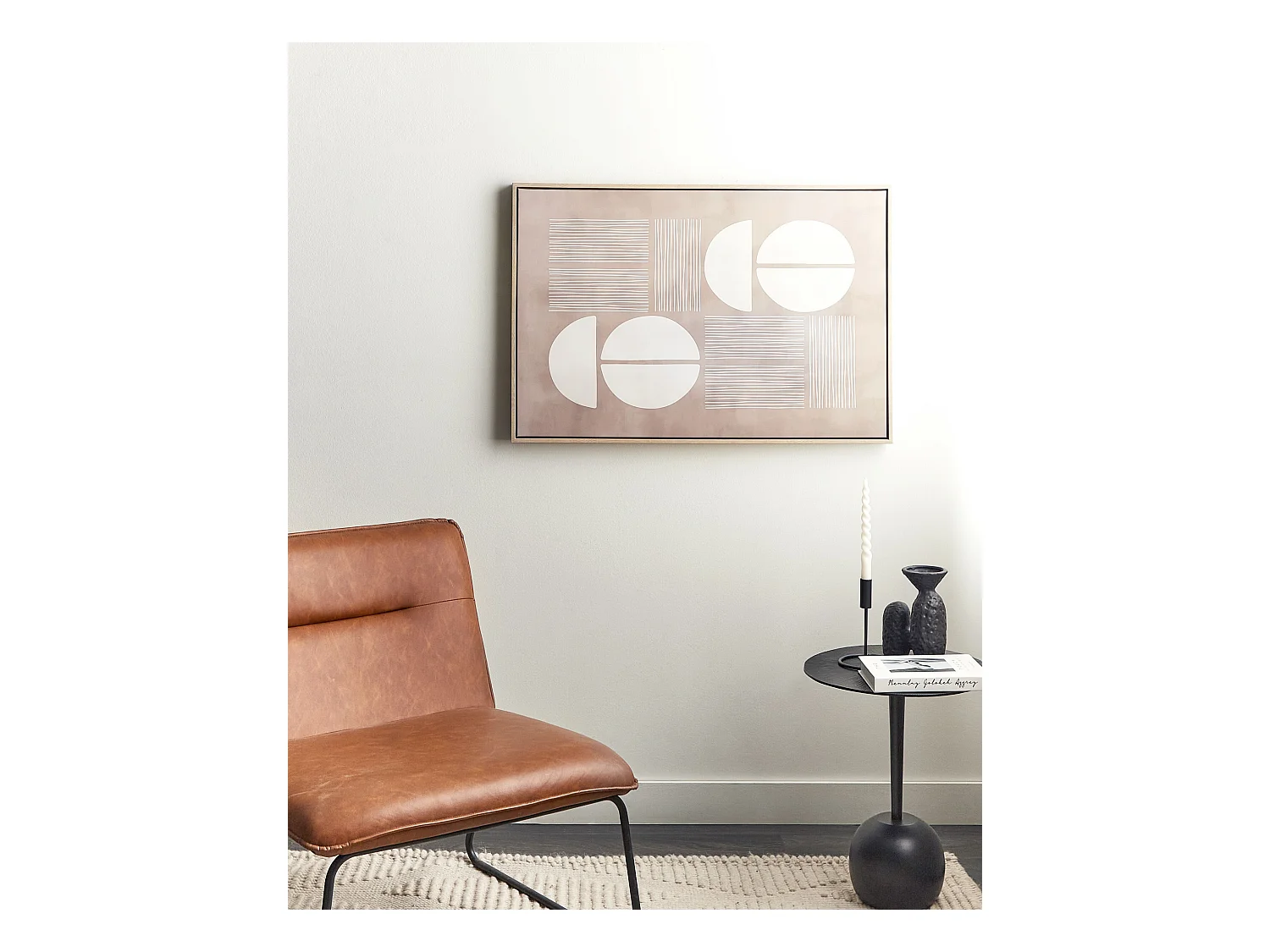 Canvas RACALE Abstract motief 63 x 93 cm Beige