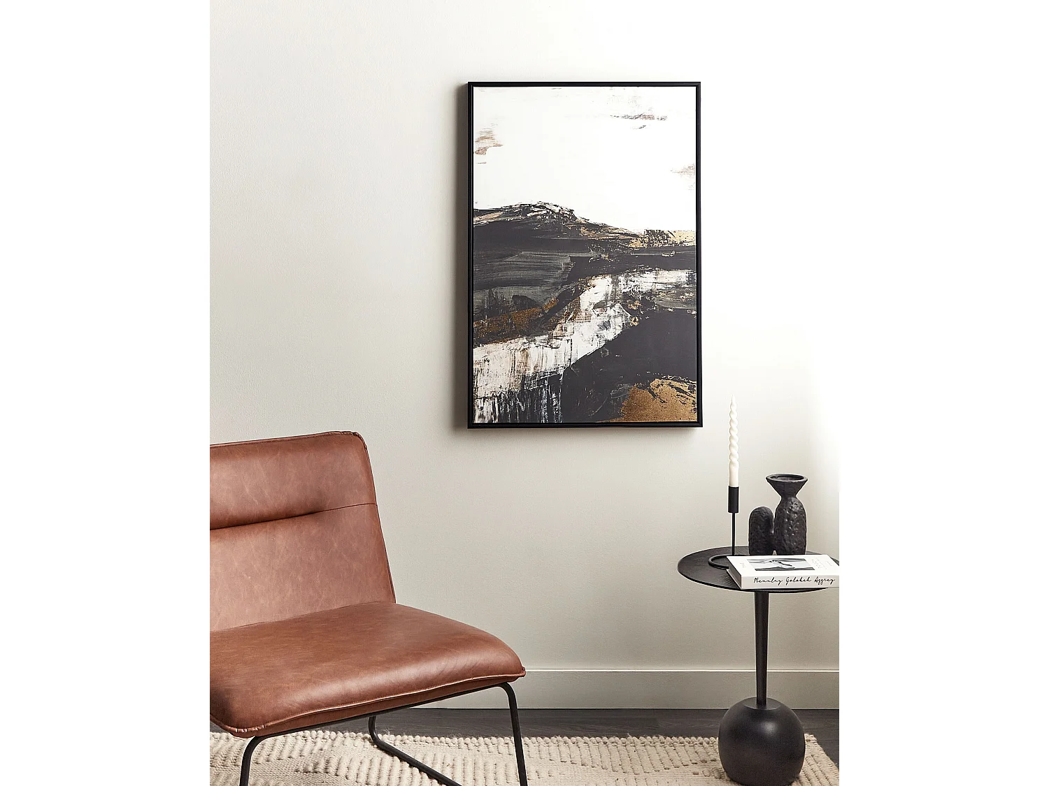 Imprimé sur toile STATTE Motif abstrait 63 x 93 cm Noir