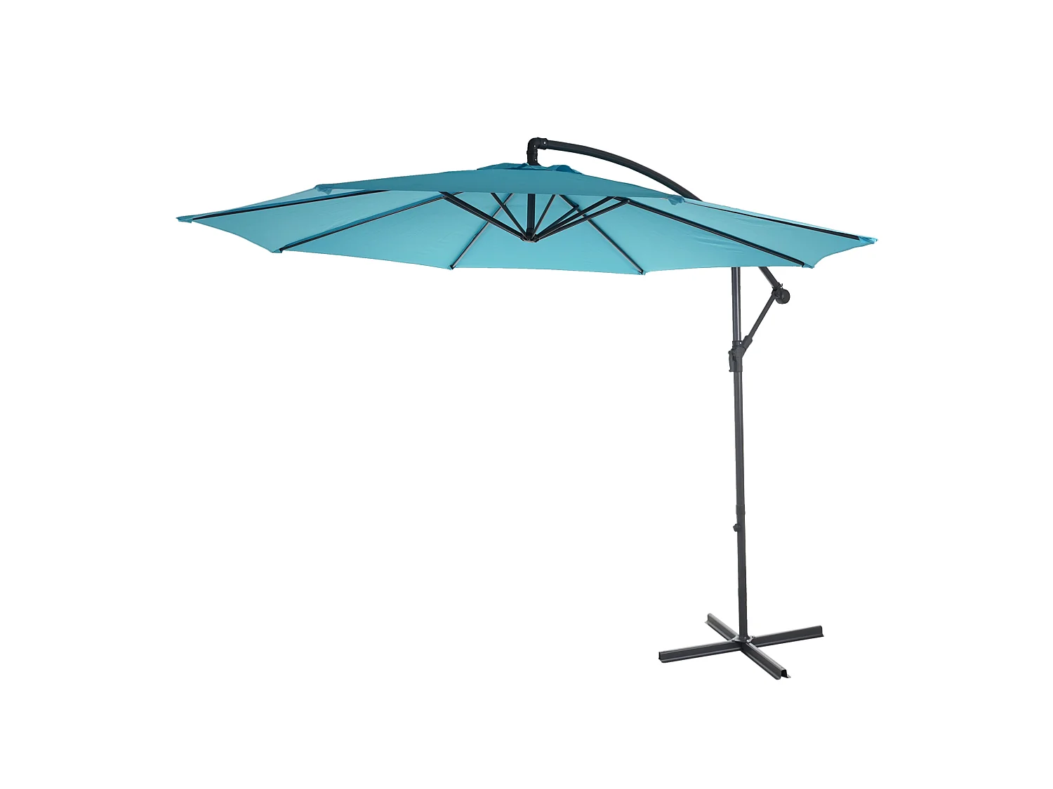 Parasol déporté Terni Ø 3m inclinable,  turquoise sans support