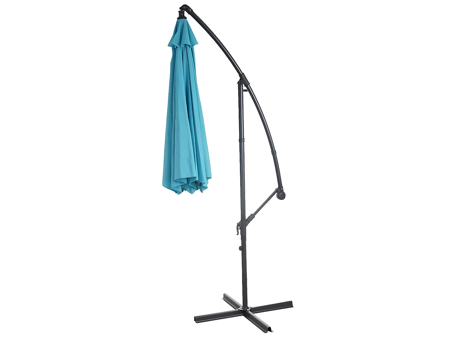 Parasol déporté Terni Ø 3m inclinable,  turquoise sans support