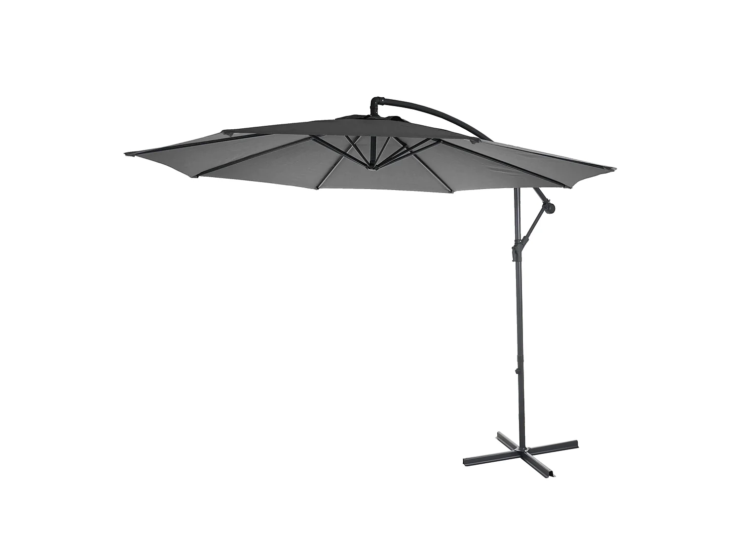 Parasol déporté Terni Ø 3m inclinable,  gris sans socle