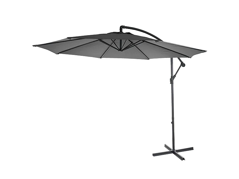 Parasol déporté Terni Ø 3m inclinable,  gris sans socle