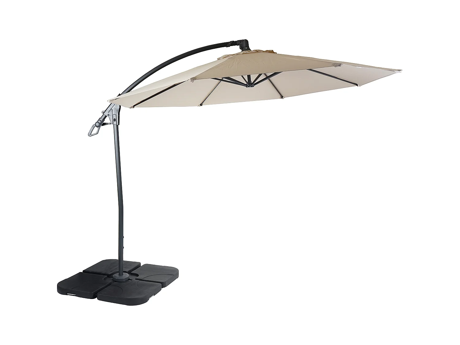 Parasol déporté MCW-D14 rond Ø 3m,  crème / blanc avec support