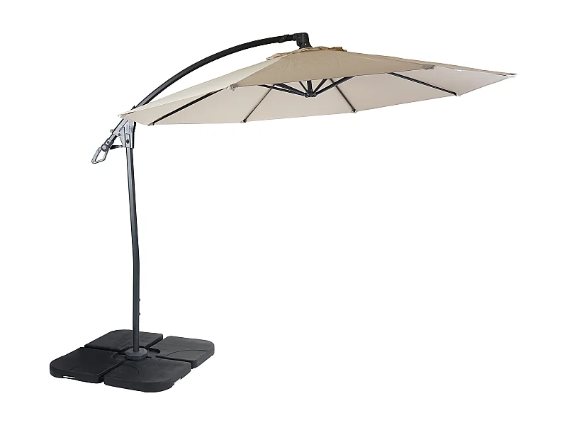 Zweefparasol met verlichting MCW-D14,  crème-wit met standaard