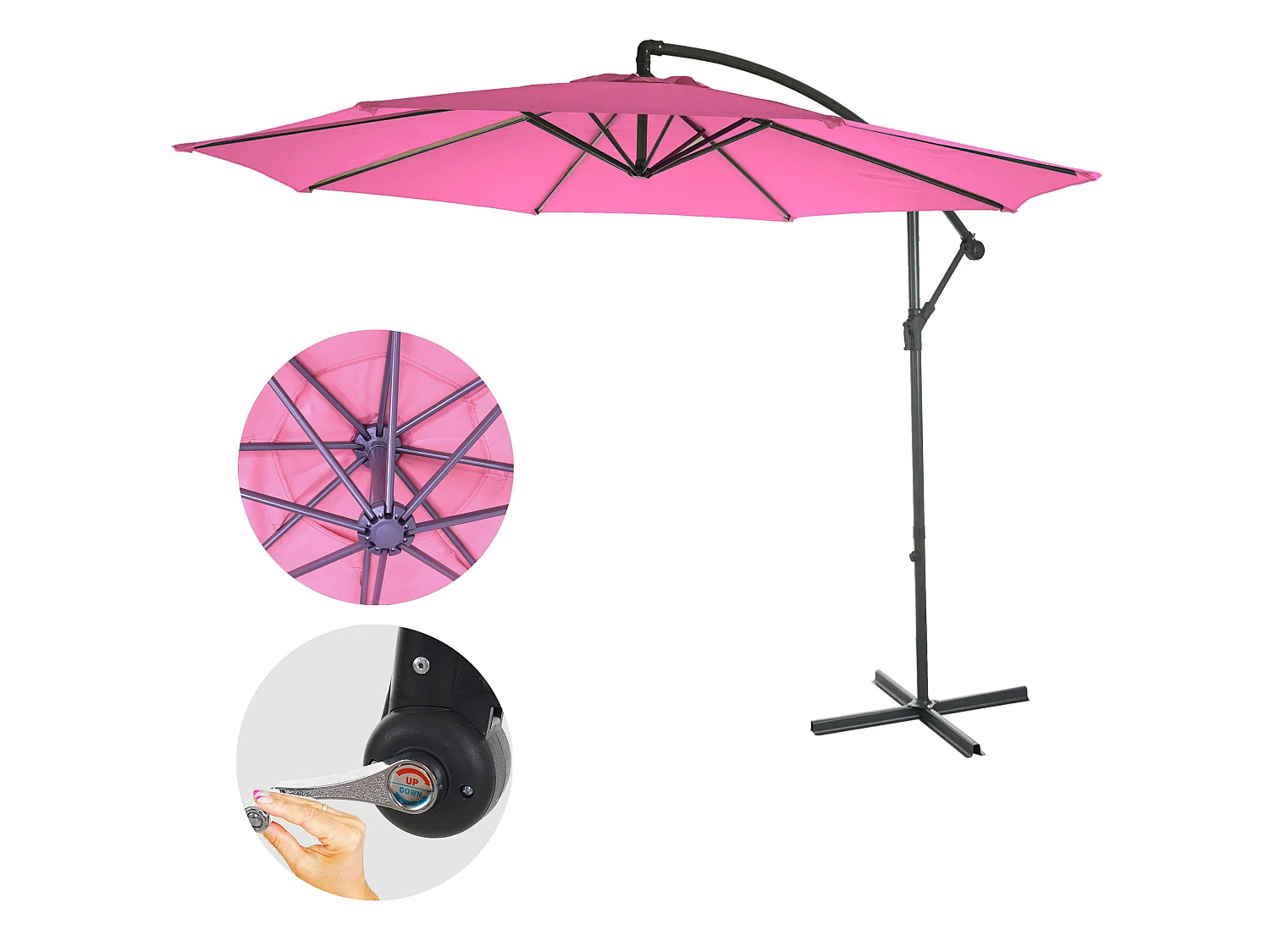 Kantelbare zweefparasol Terni,  roze zonder voet