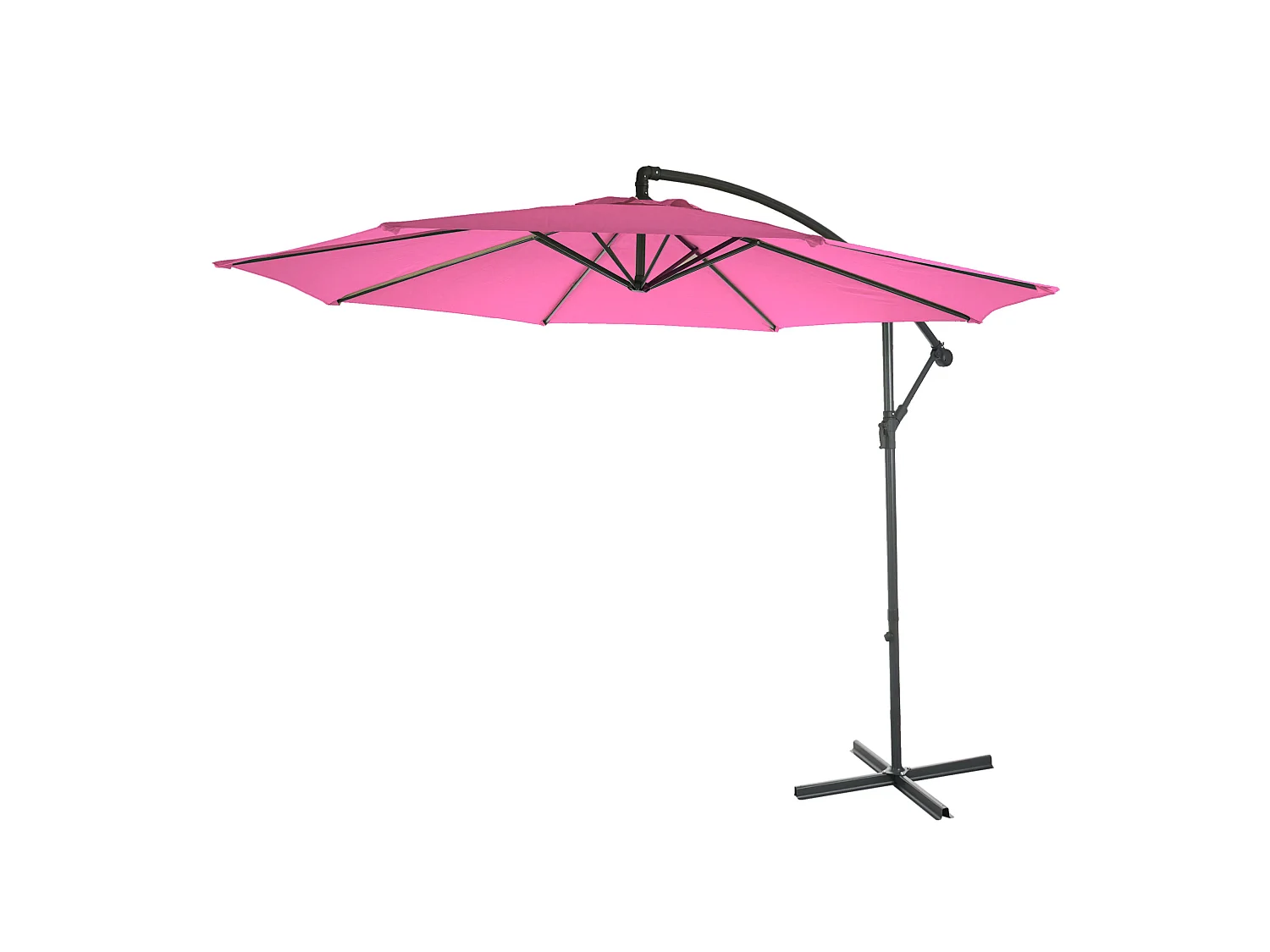 Parasol déporté Terni Ø 3m inclinable,  rose sans socle