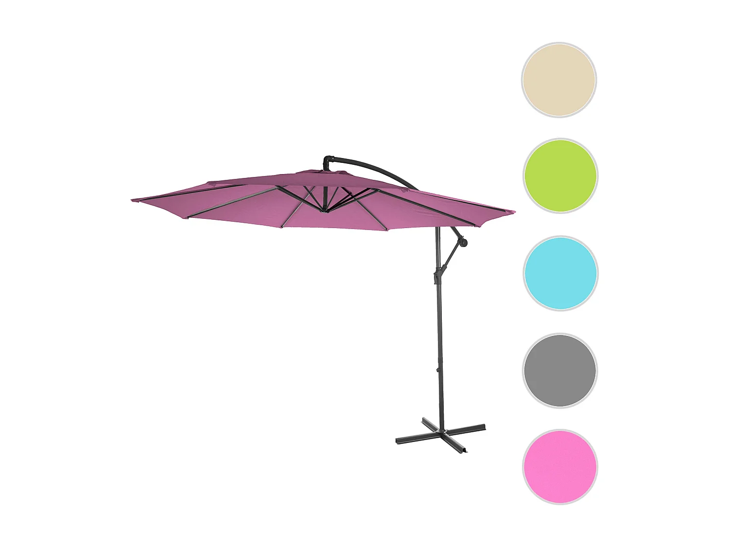 Kantelbare zweefparasol Terni,  lavendel-rood zonder voet