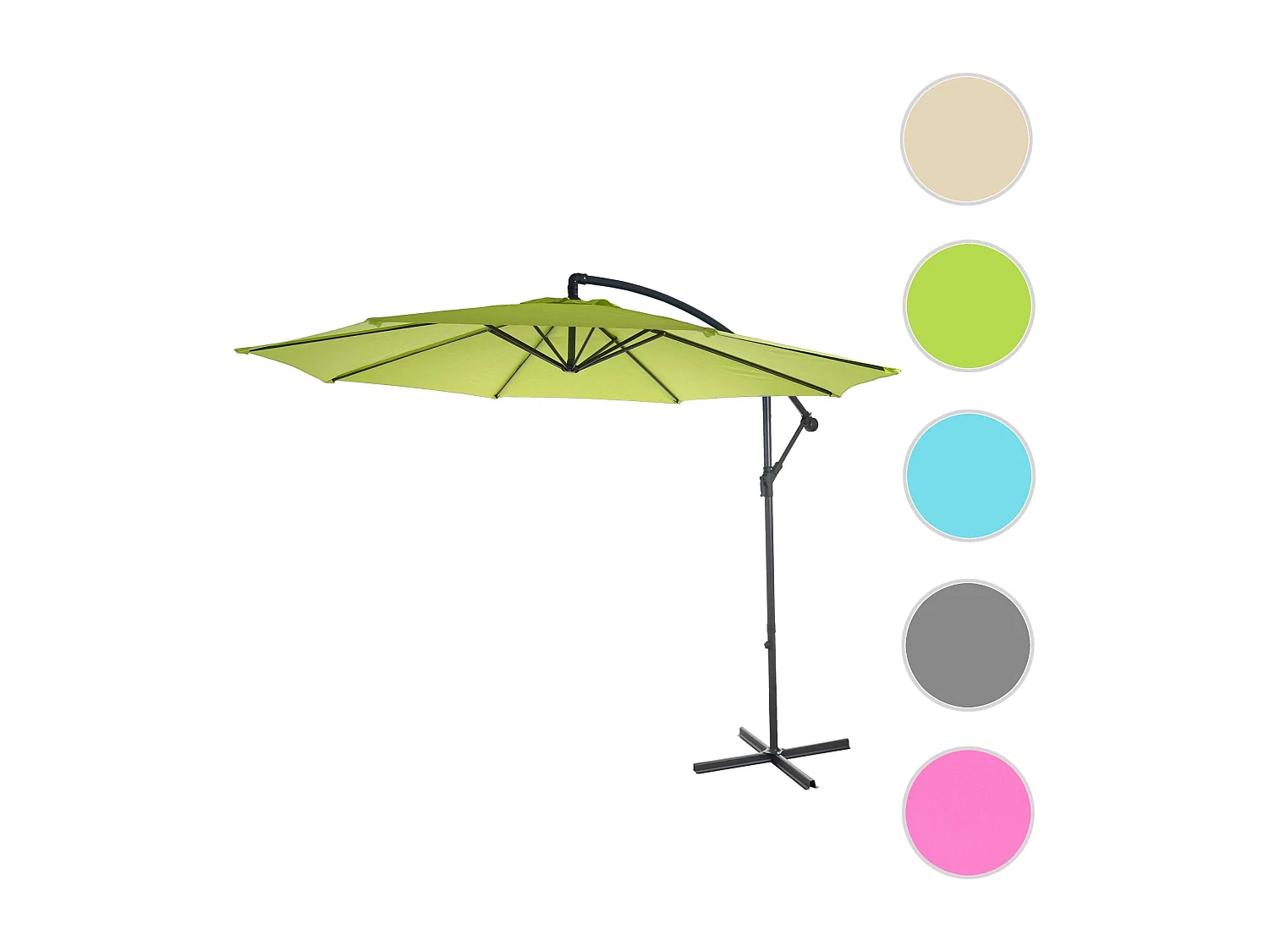 Parasol déporté Terni Ø 3m inclinable,  vert limon sans support