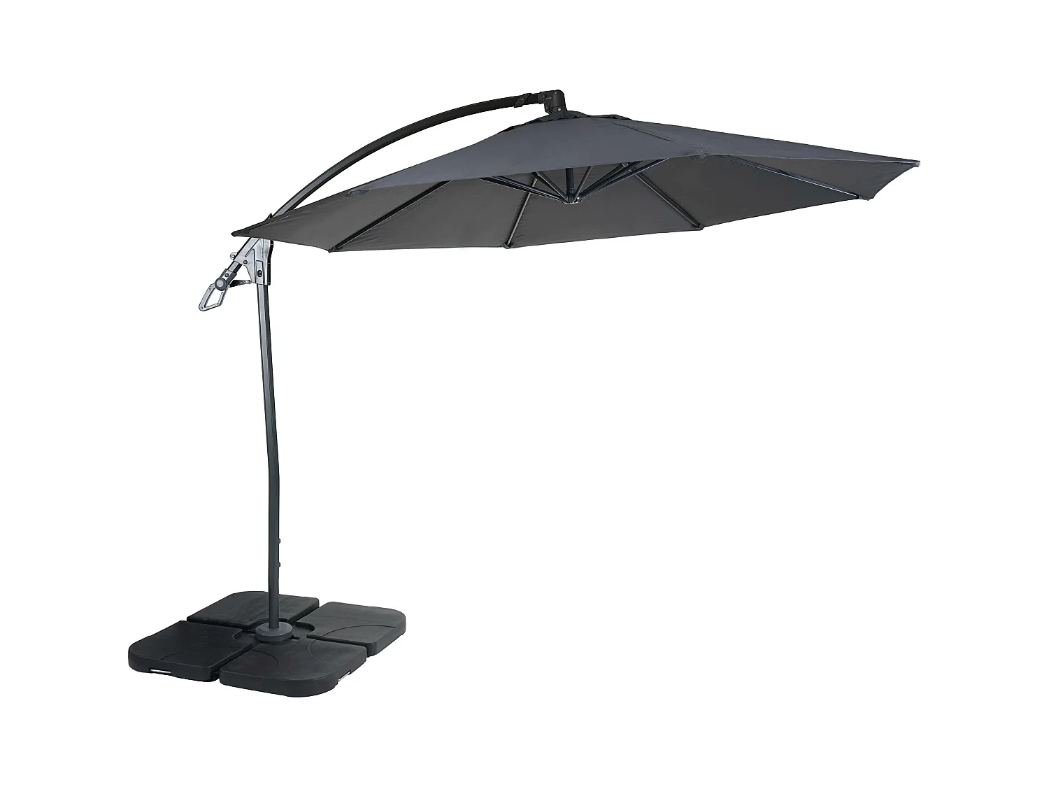 Parasol déporté MCW-D14 rond Ø 3m,  anthracite avec pied