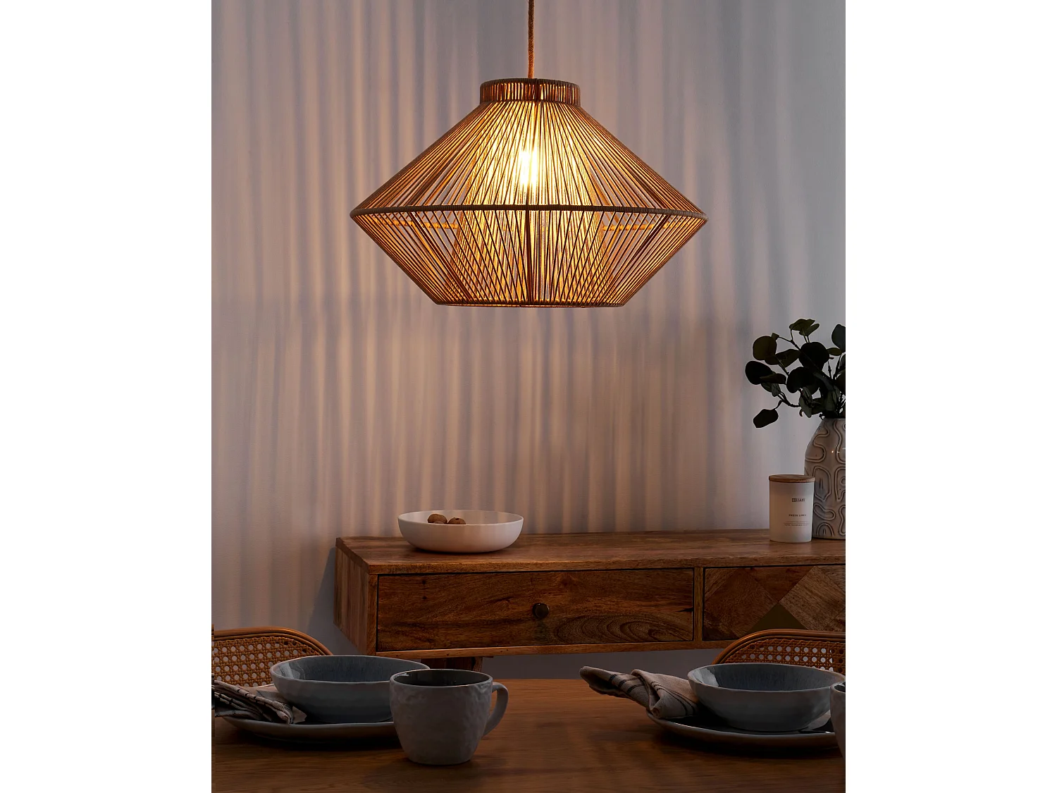 Hängelampe PALMETTO Baumwolle Beige