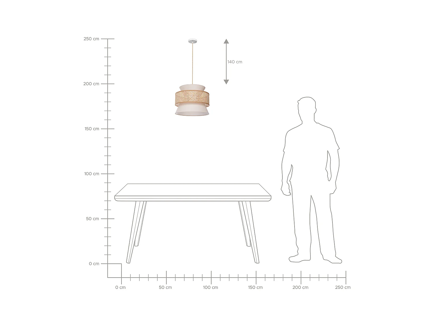 Hängelampe LUYANO Rattan Beige